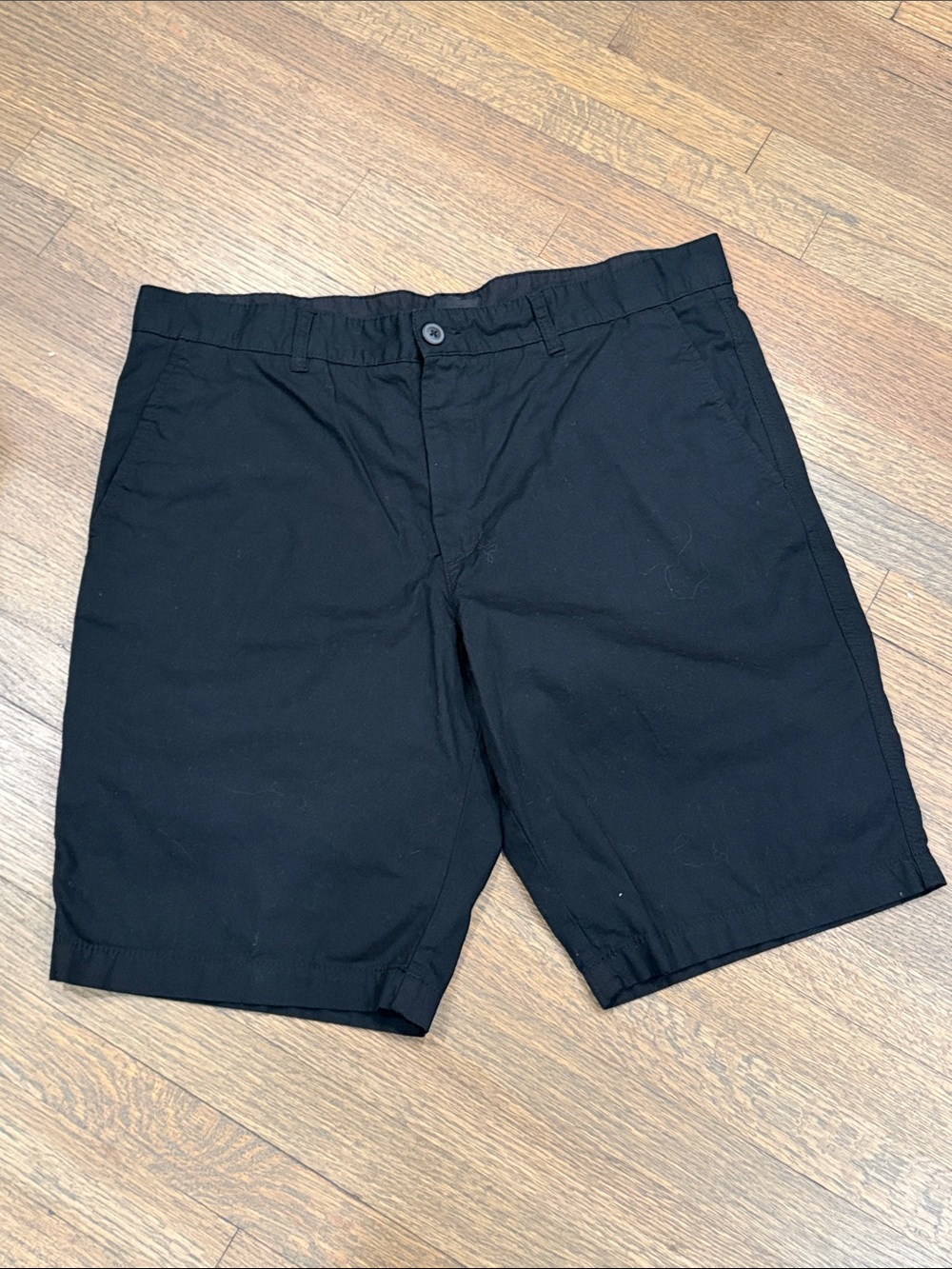 H&M Black Flat-Front Chino Shorts